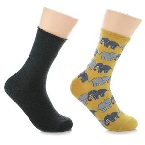 Elephant Love and Plain Charcoal Gray Sock Bundle